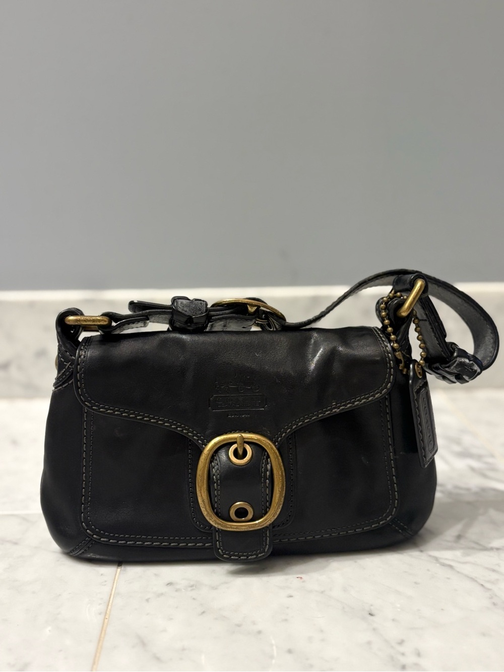 Vintage Coach Bleecker 11427 Black Leather Shoulder Bag Y2K